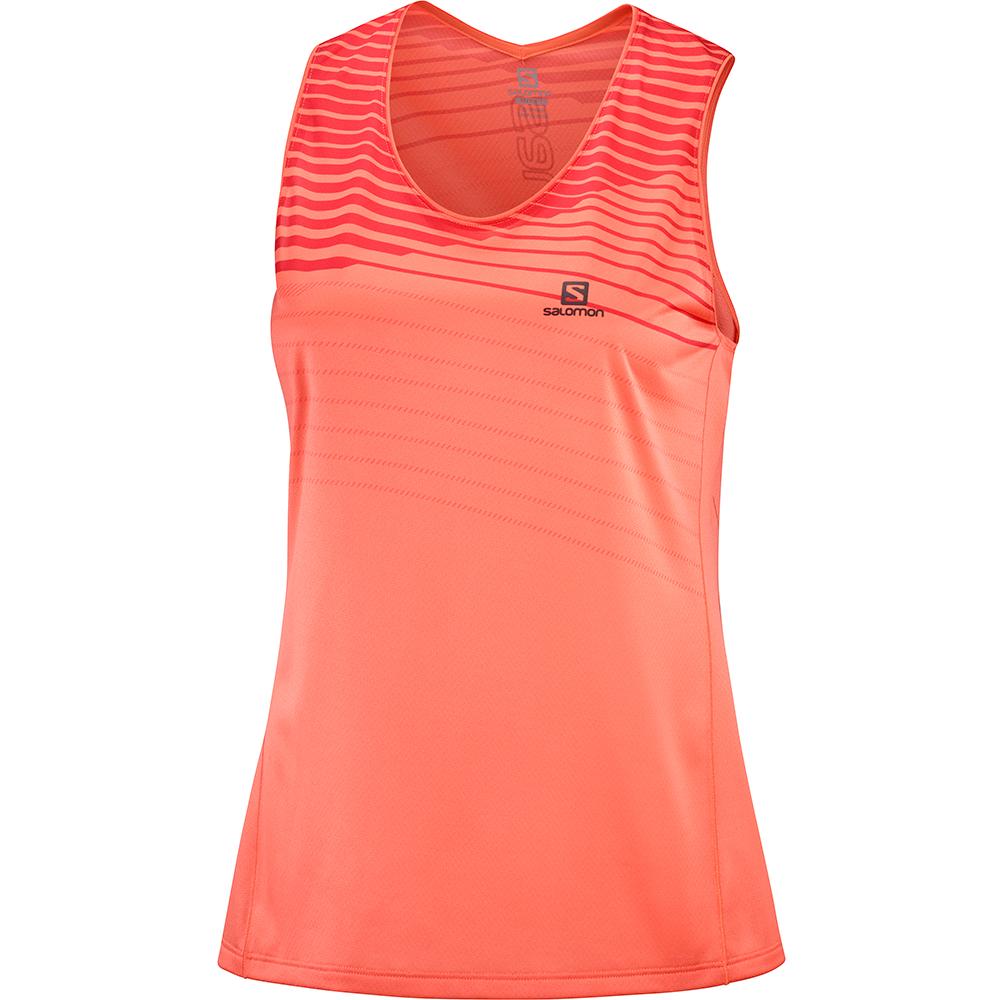 Salomon Singapore Womens T-shirts - SENSE W Orangered | 67489-OGJV